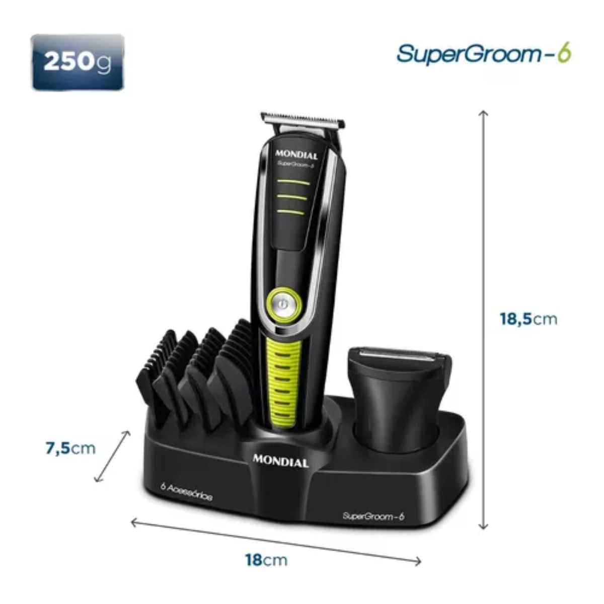 Aparador De Pelos Mondial Bg-04 Super Groom 06 Bivolt Aparador De Pelos Mondial Bg-04 Super Groom 06 Bivolt